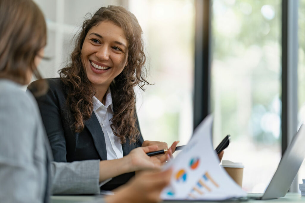 project manager working with coworker