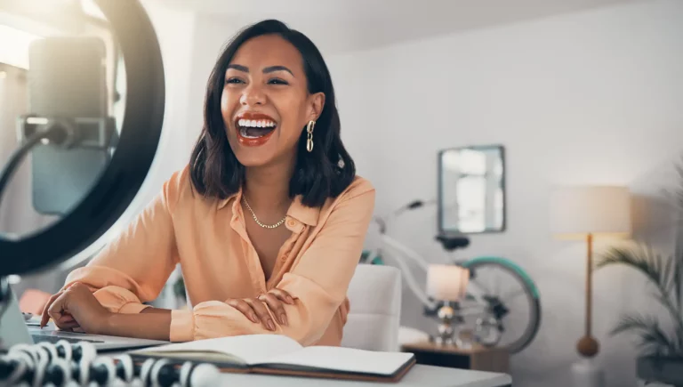 Influencer working on filming content